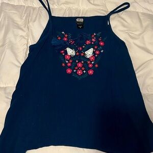 Star Wars Her Universe Women's Navy Blue Embroidered Top Size Large